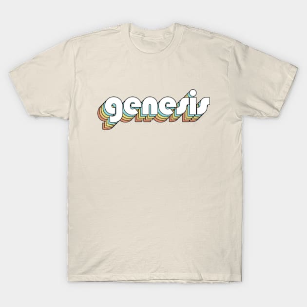 Genesis - Retro Rainbow Typography Faded Style T-Shirt by Paxnotods